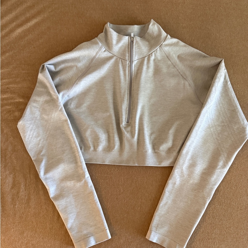 Cropped quarter zip long sleeve top